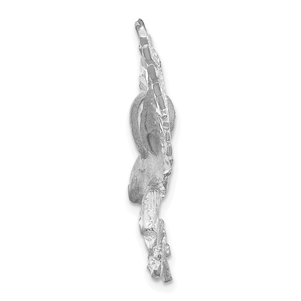 14k White Gold Satin Diamond-cut Eagle Pendant