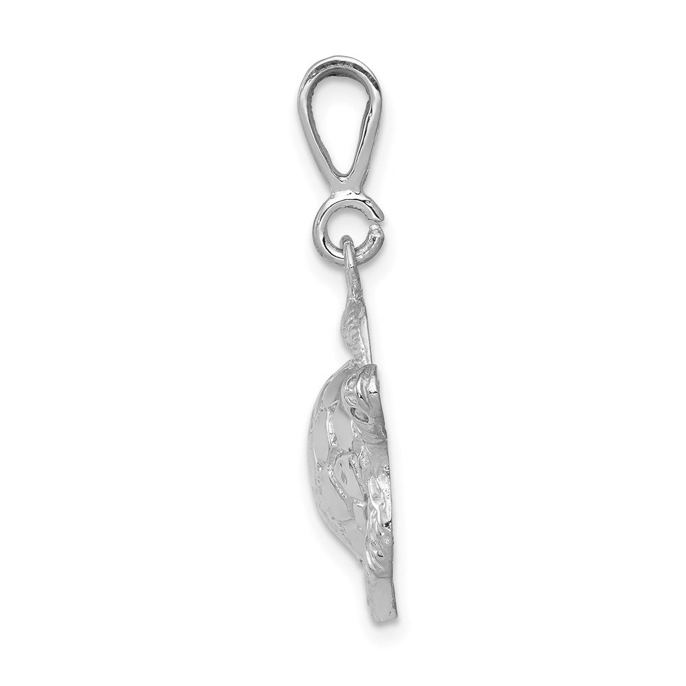 14k White Gold Solid Polished Open-Backed Sea Turtle Necklace