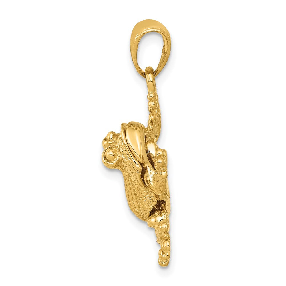 14k Solid Polished 3-D Moveable Frog Necklace