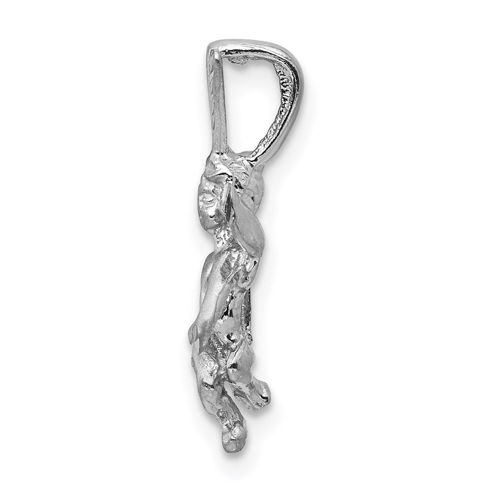 14k 3-D White Gold Satin and Diamond-cut Angel Pendant