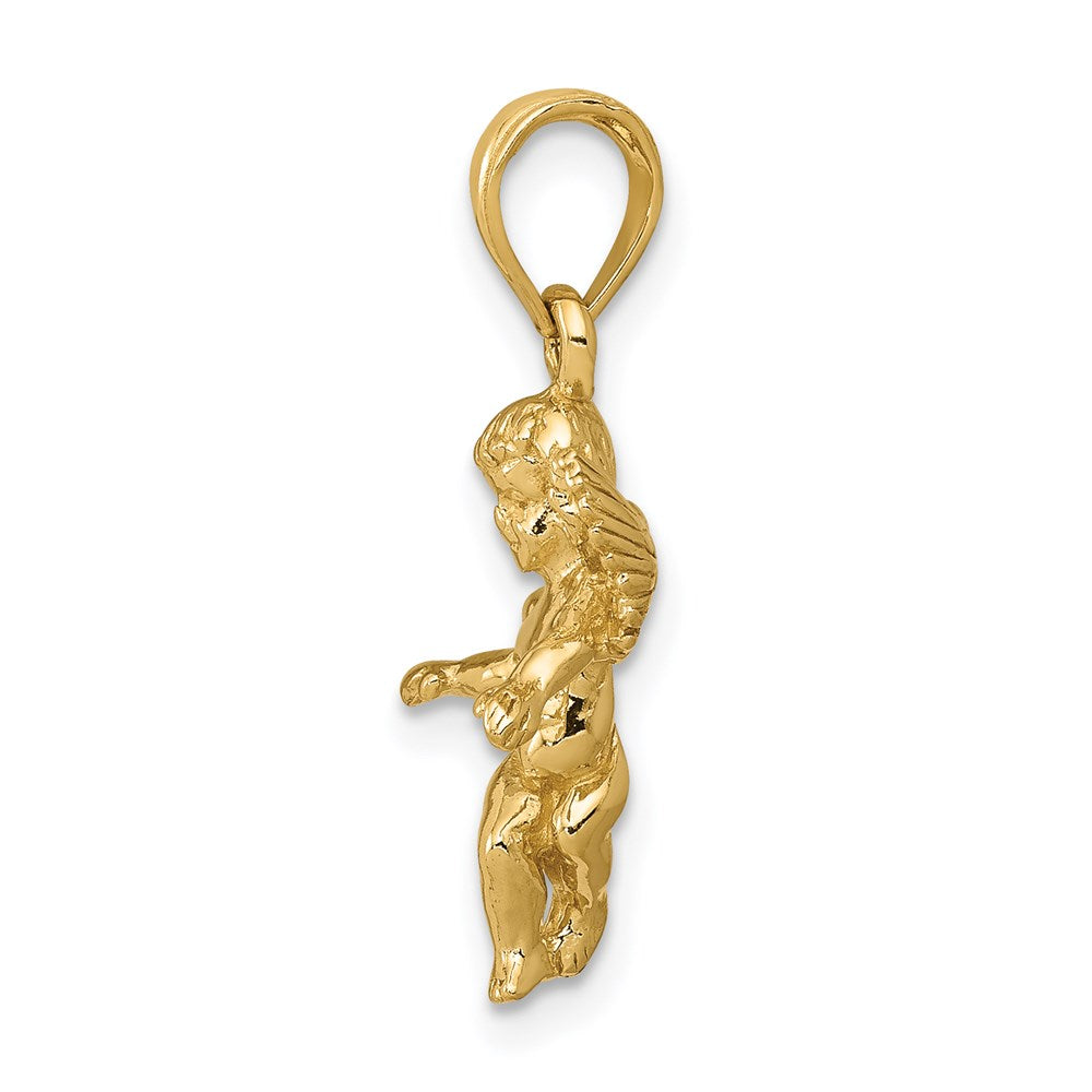 14k 3-D Polished Solid Angel Pendant