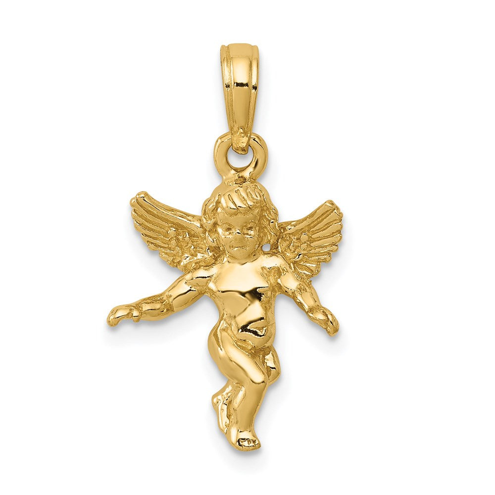 14k 3-D Polished Solid Angel Pendant