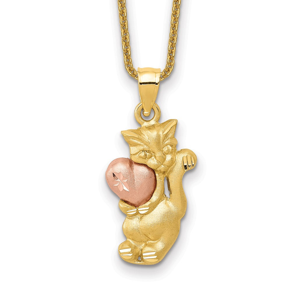 14k Two-tone Cat Necklace