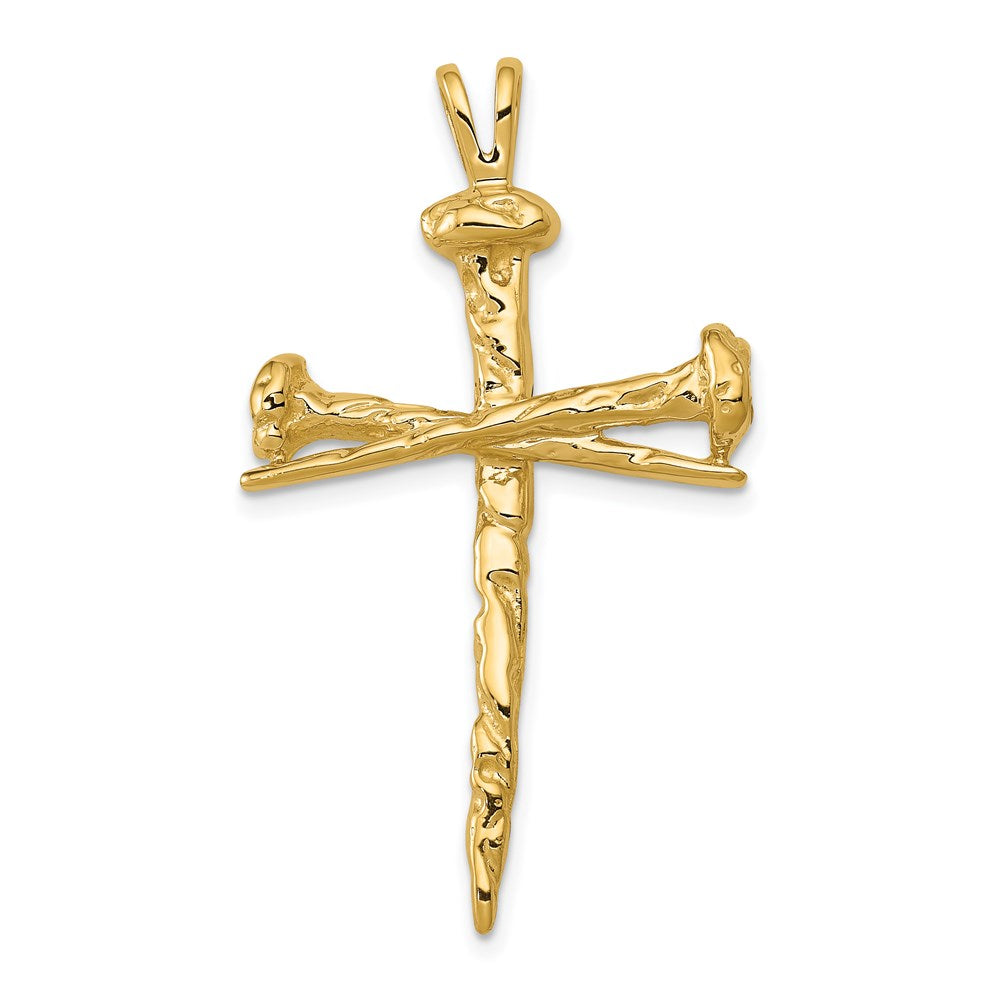 14K Polished Nail Cross Charm