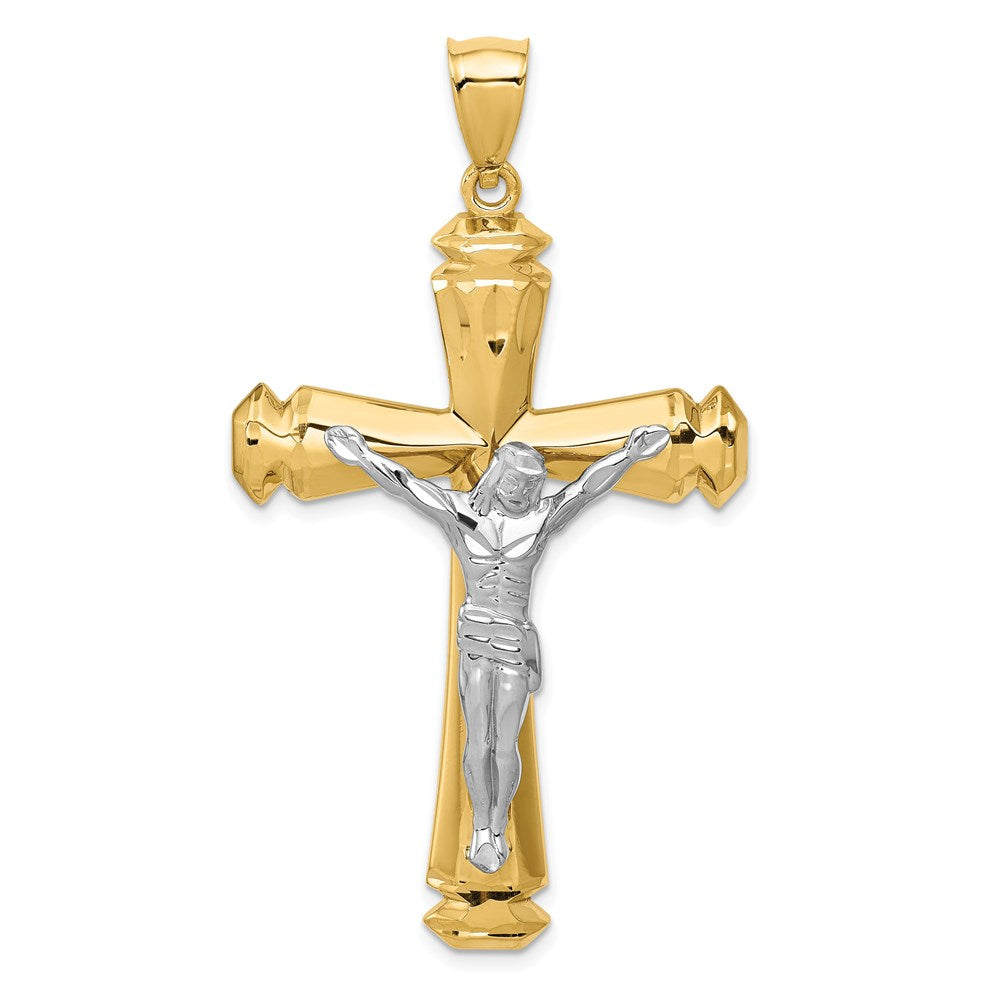 14k Polished Two-tone Crucifix Pendant