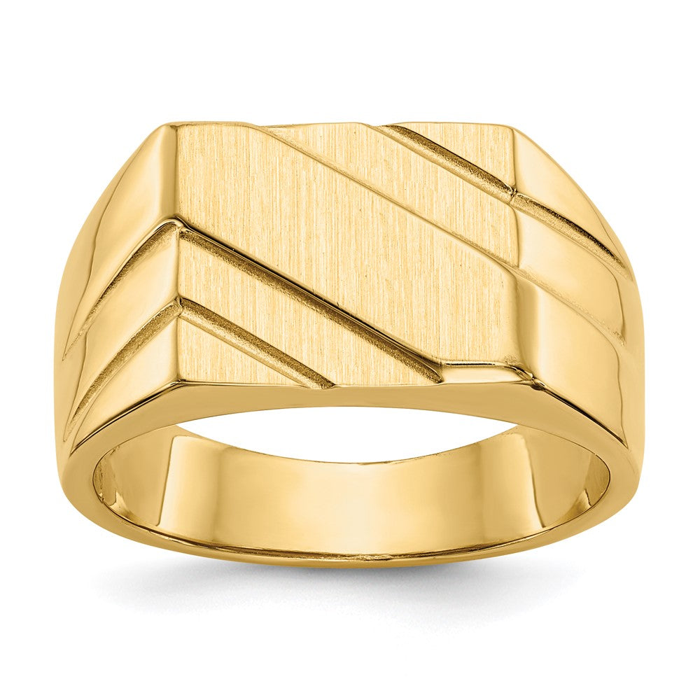 14k 13.0x Open Back Diagonal Mens Signet Ring