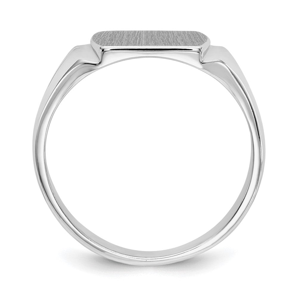 14k White Gold 10.5x Cushion Closed Back Signet Ring