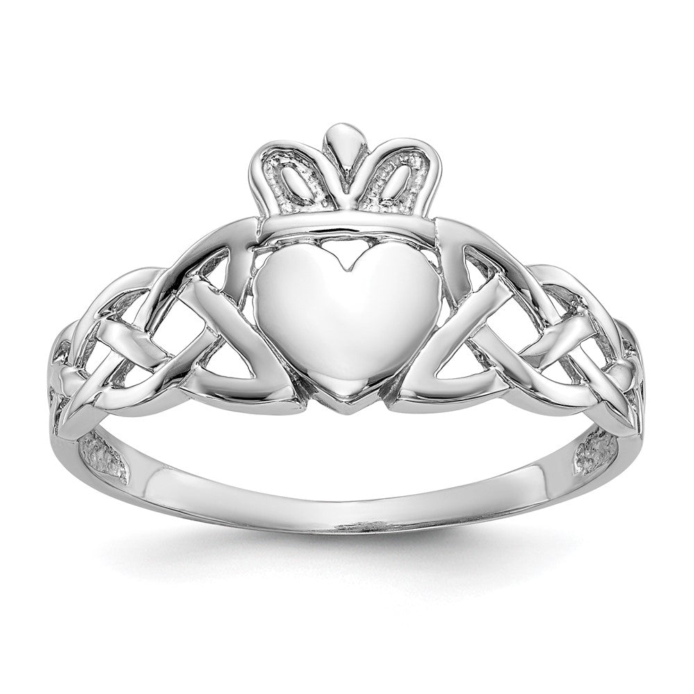 14k White Gold Men's Claddagh Ring