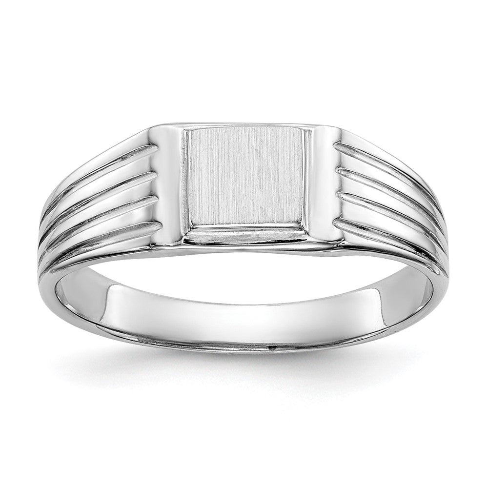 14k White Gold 5.25x Childs Open Back Signet Ring