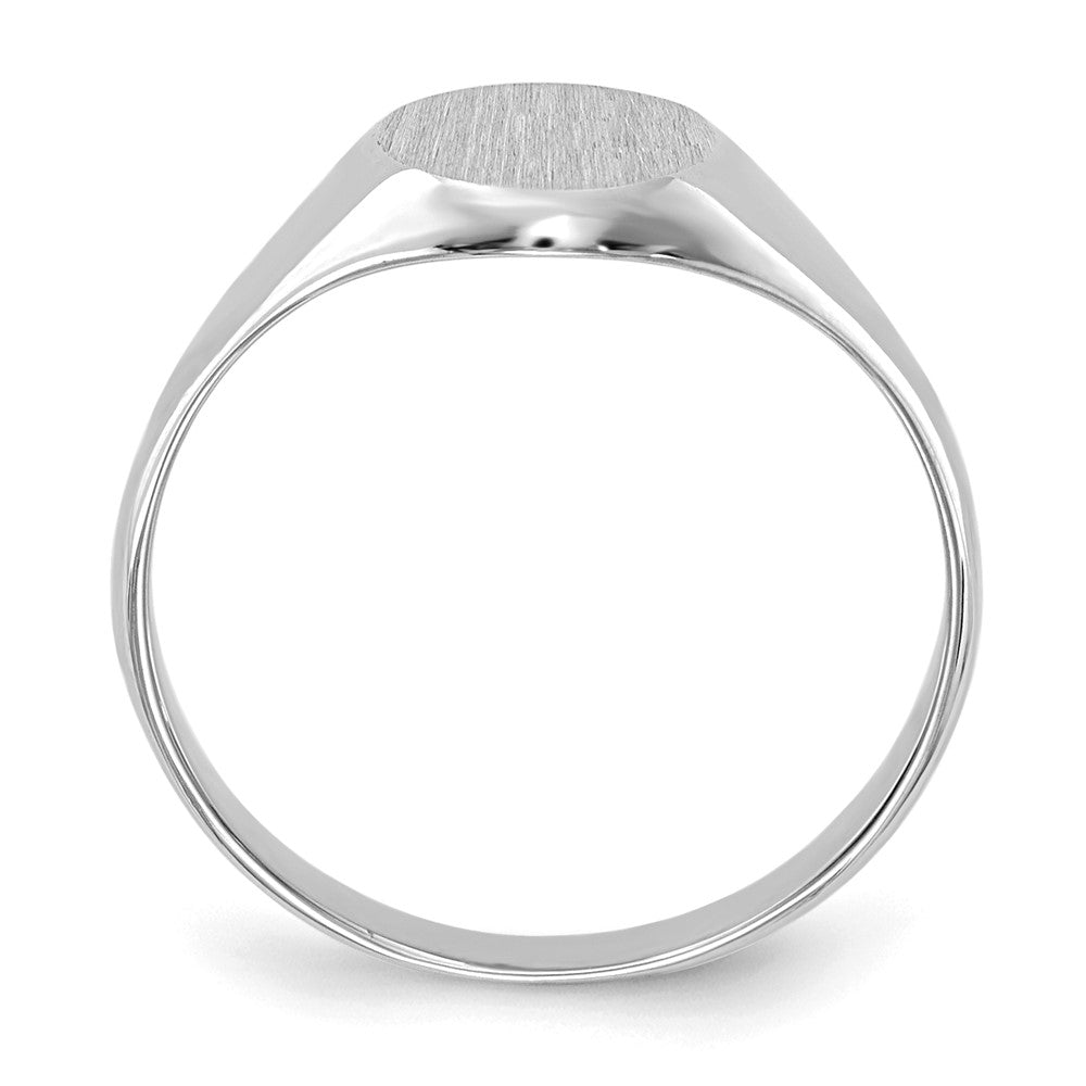 14k White Gold 8.0x Closed Back Size 5 Round Signet Ring