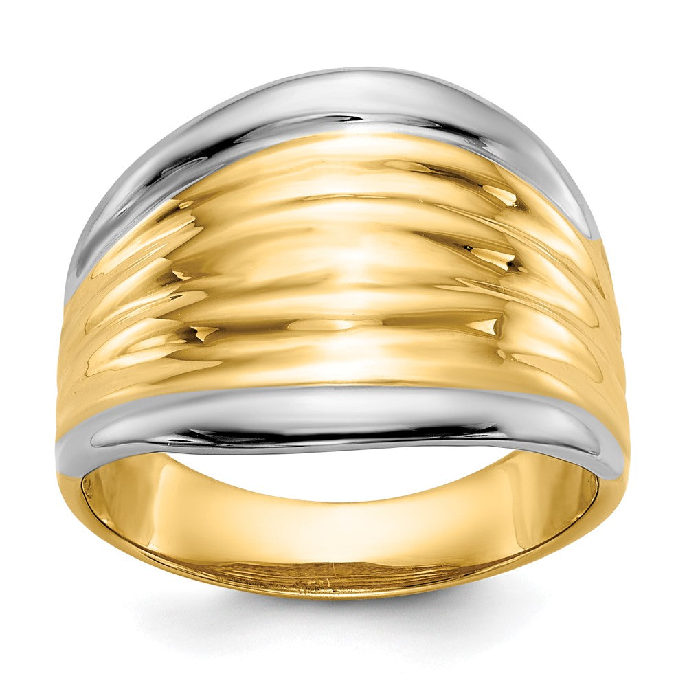 14k & Rhodium Fancy Dome Ring