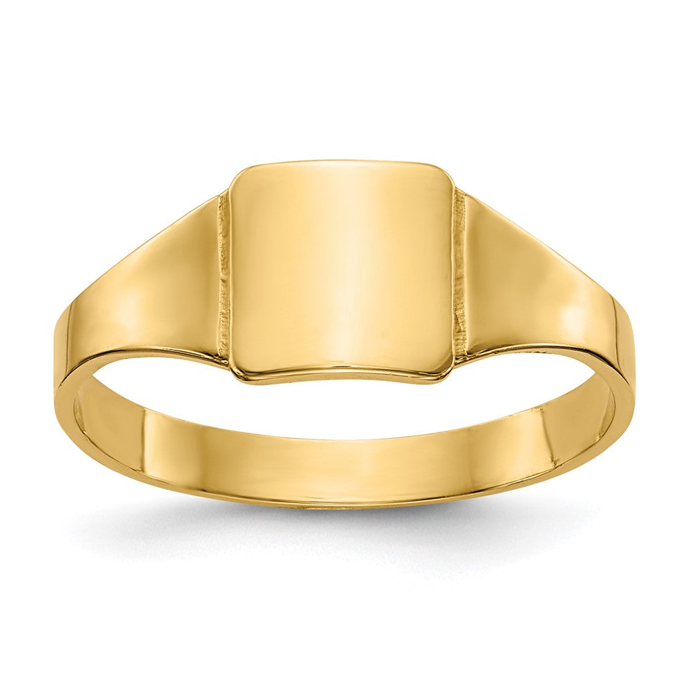 14k Polished 6.5x Closed Back Size 4 Square Signet Ring