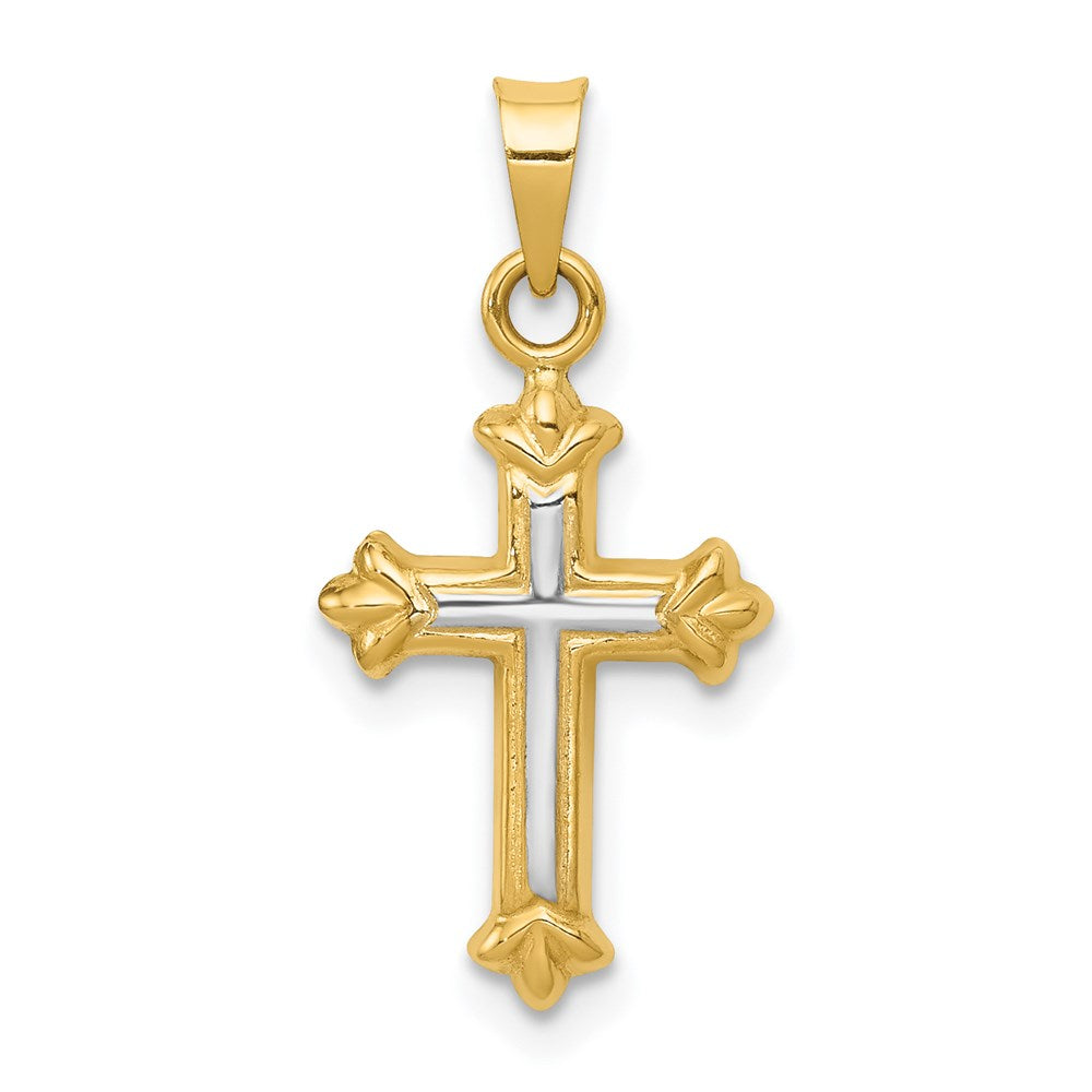 14k w/Rhodium Hollow Cross Charm