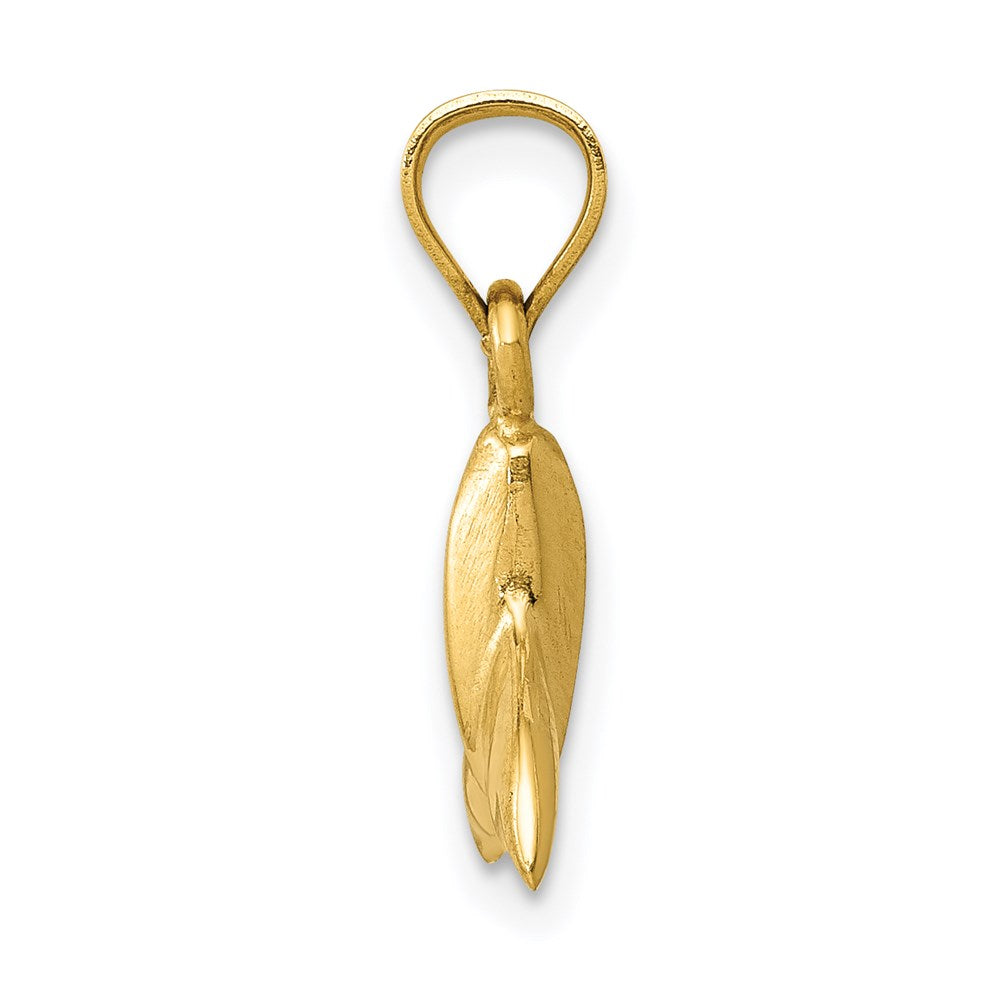 14K 3D Whale Tail Pendant