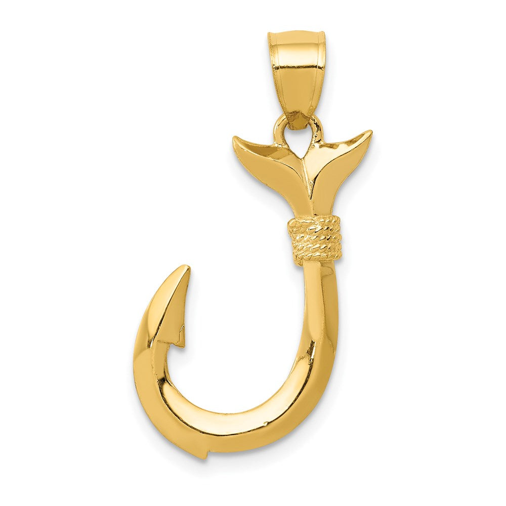 14K 3D Whale Tail Hook Pendant