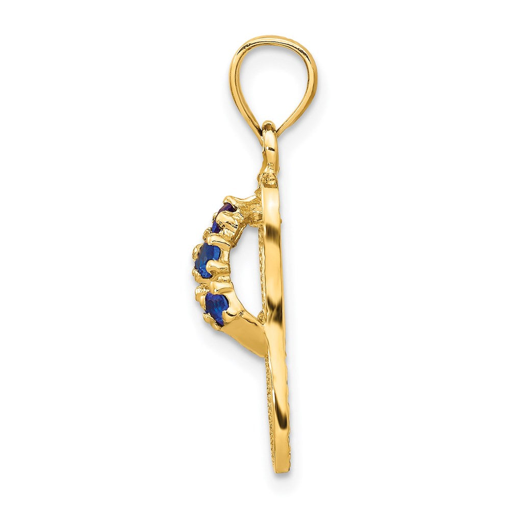 14k 3D September/CZ Birthstone Flip Flop Pendant