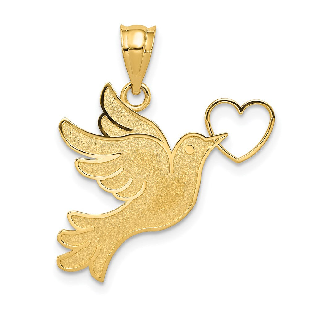 14K Dove with Heart Pendant