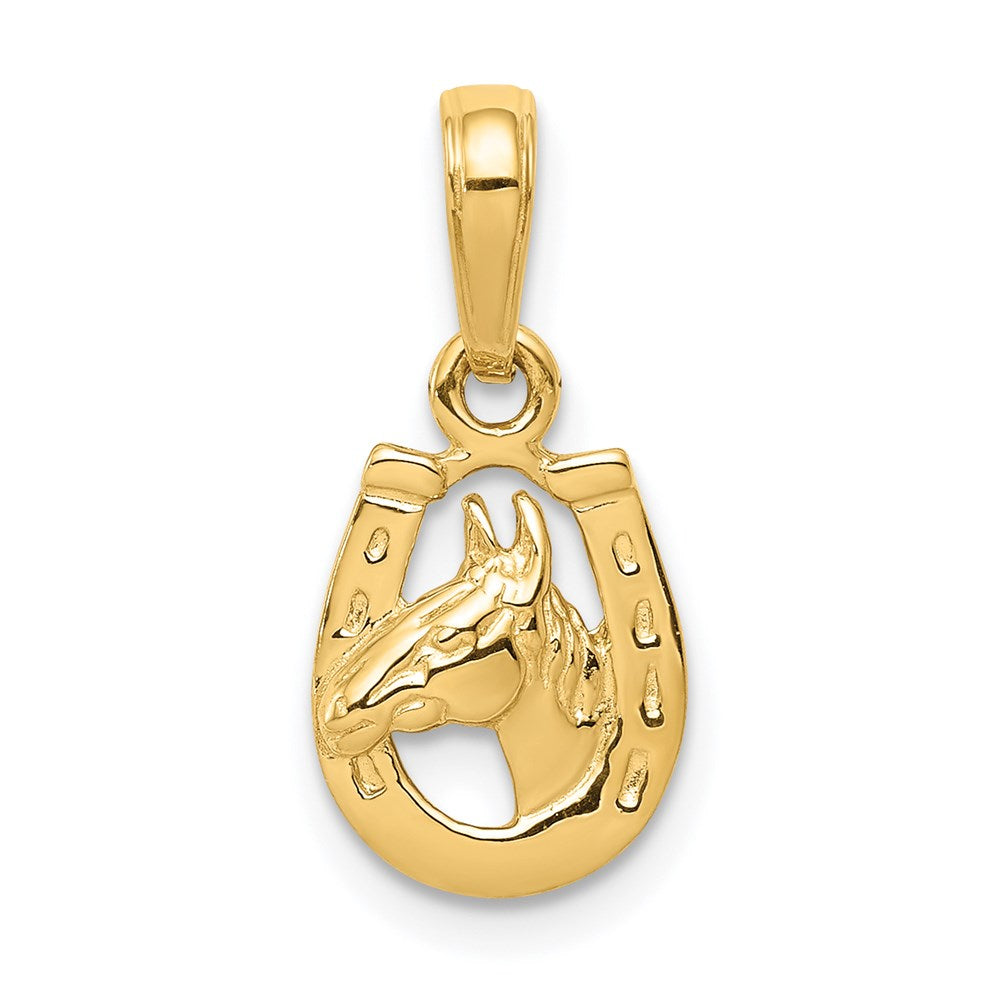 14K Horseshoe with Horse Head Pendant