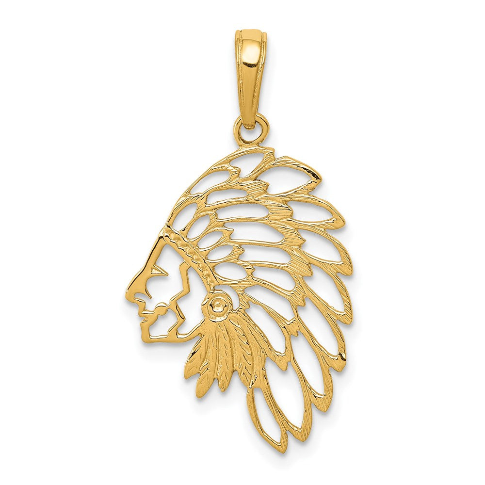 14K Cut-out Head Dress Pendant