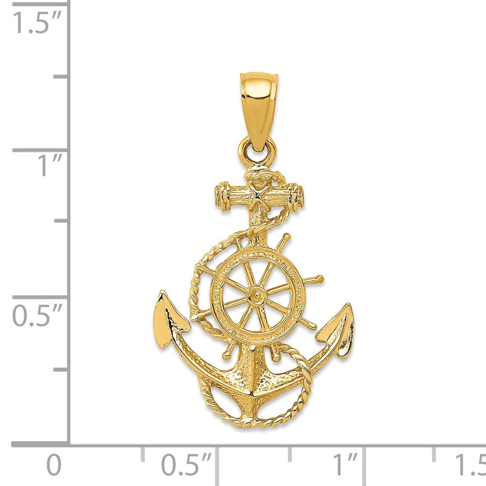 14K Anchor and Ships Wheel with Rope Pendant