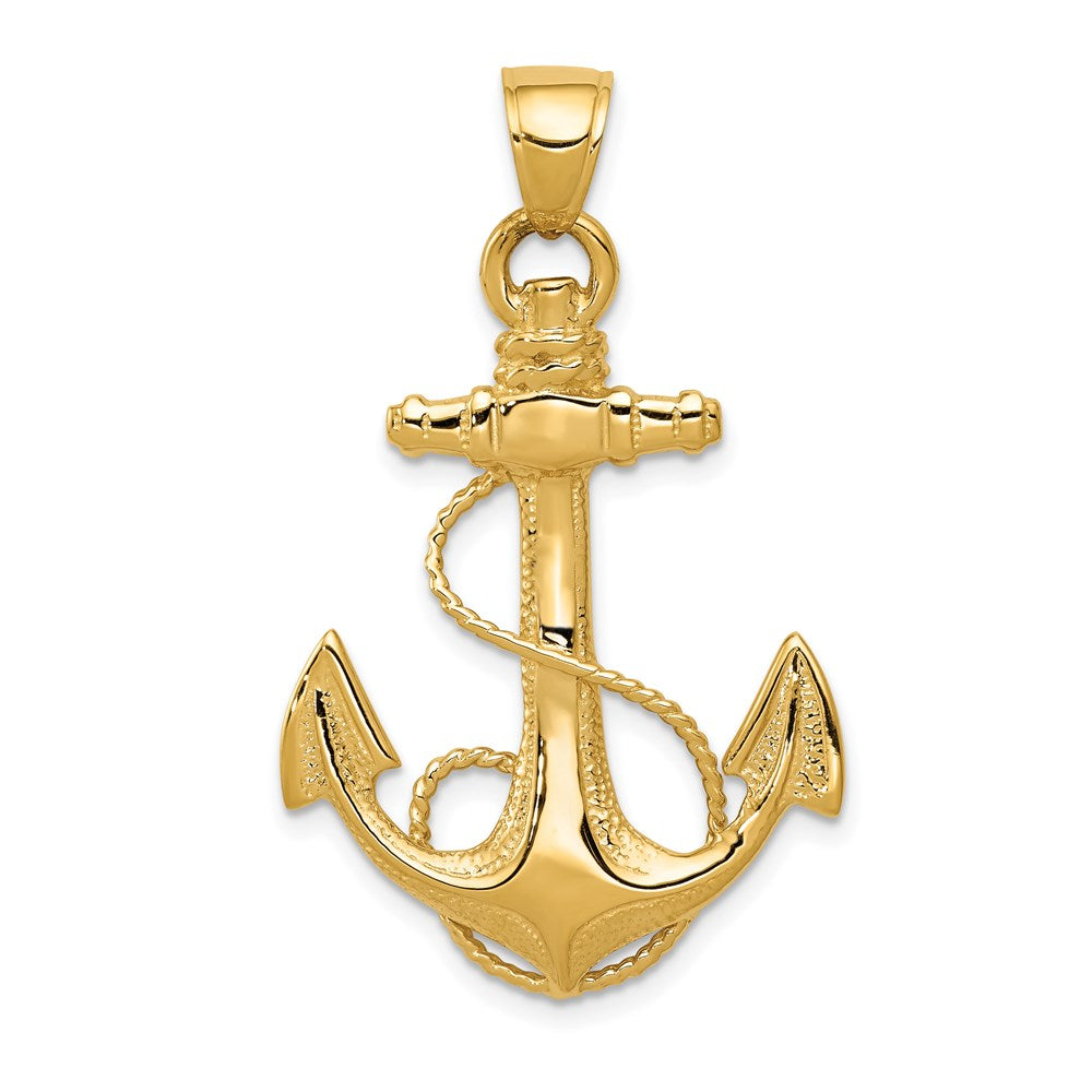 14K 2-D Anchor with Rope Pendant