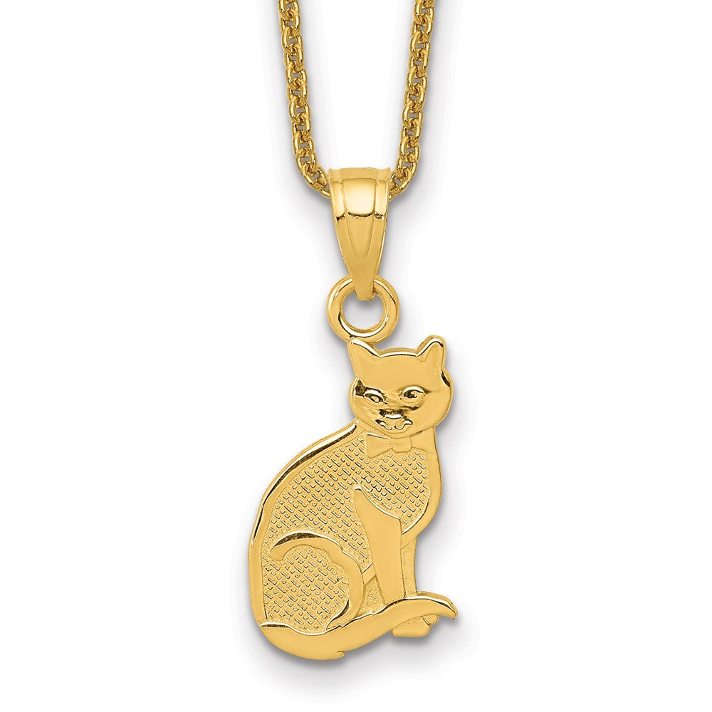 14k I HEART MY CAT on Reverse Cat Necklace