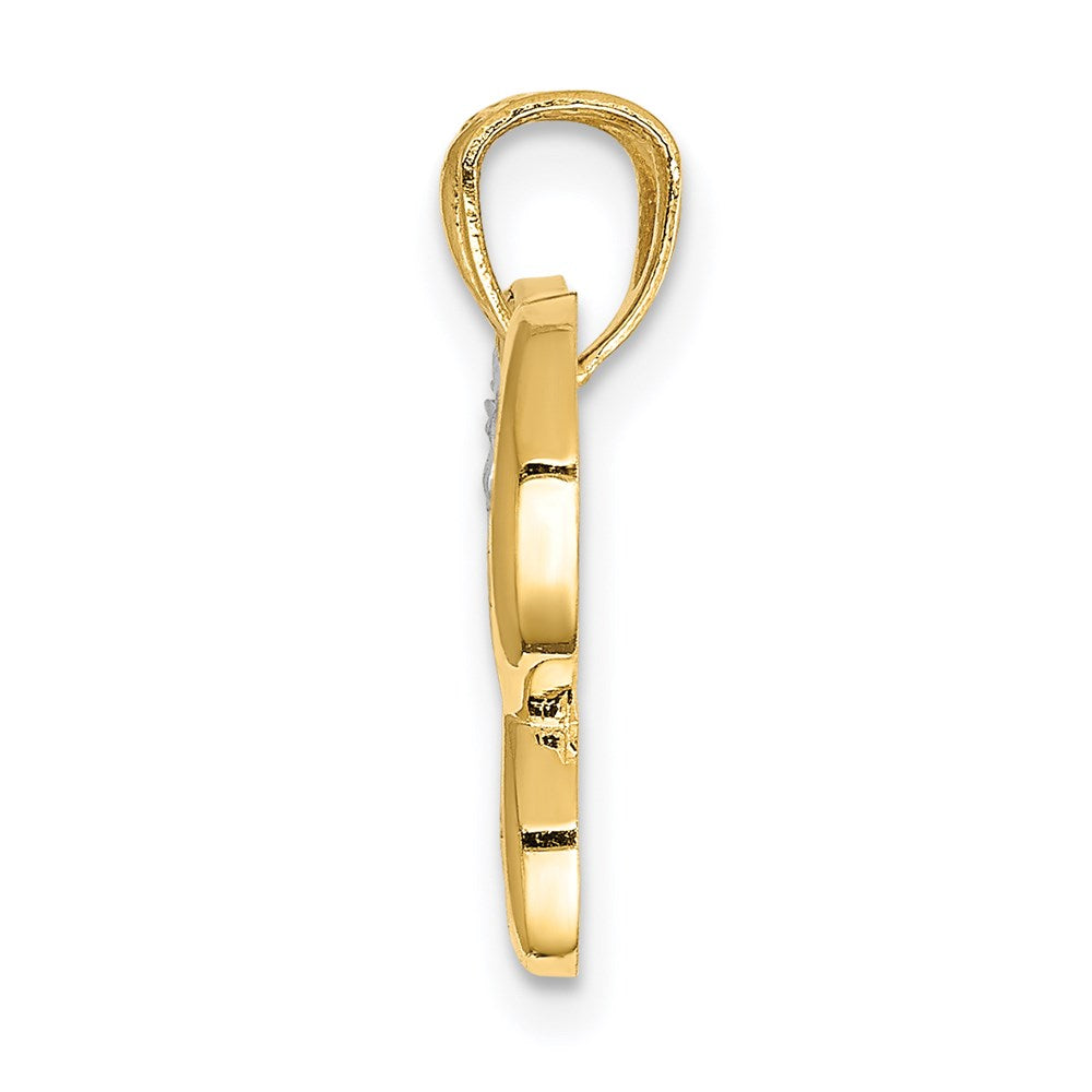 14k and White Rhodium Diamond-cut Butterfly Pendant