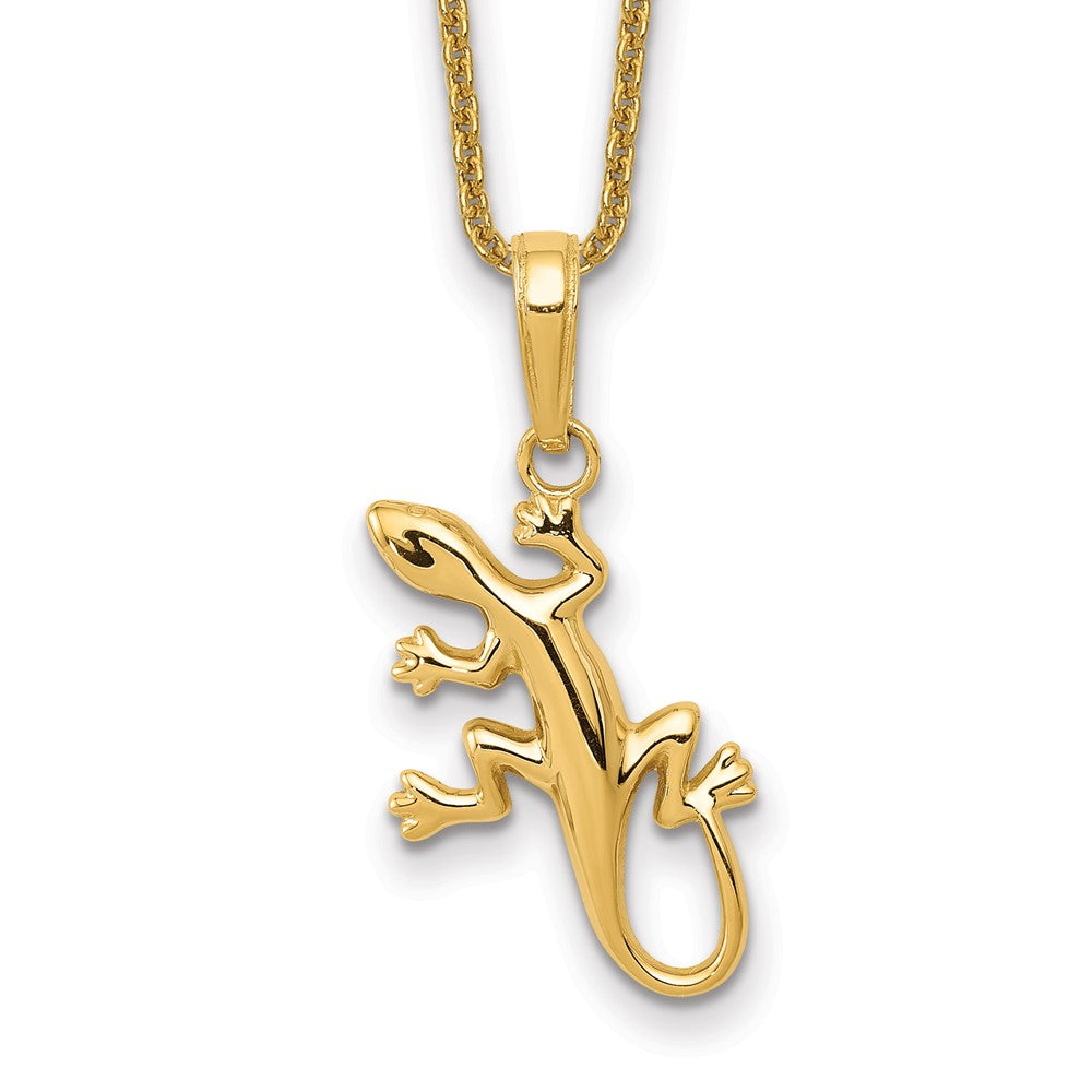 14k Polished Gecko Necklace