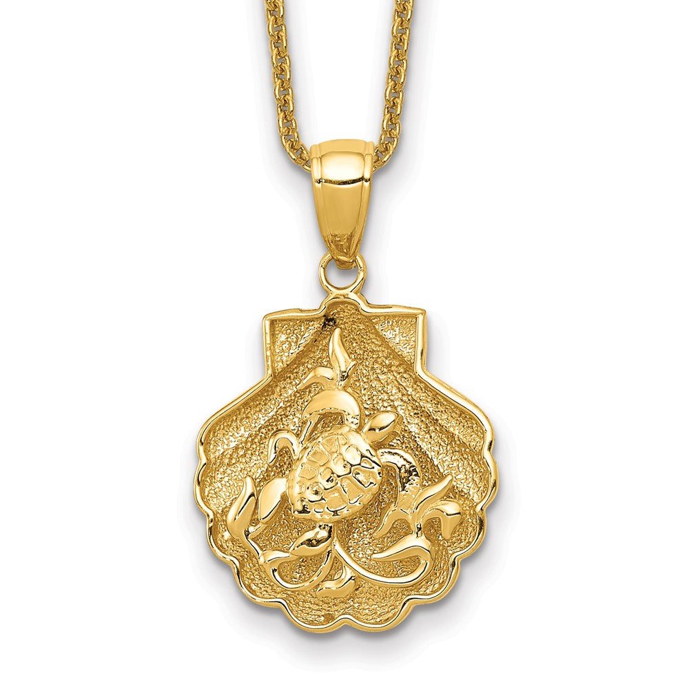 14k Sea Turtle in a Shell Pendant w/ chain