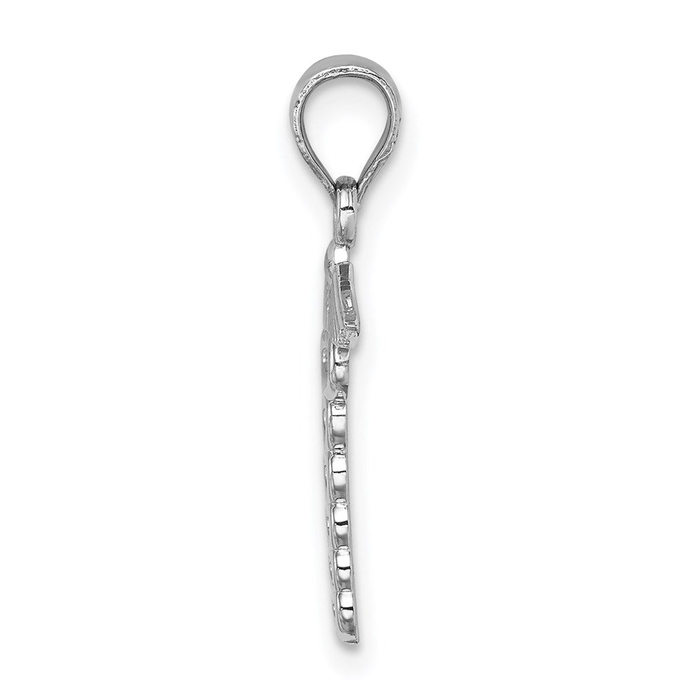 14K White Polished Caduceus Medical Symbol Pendant