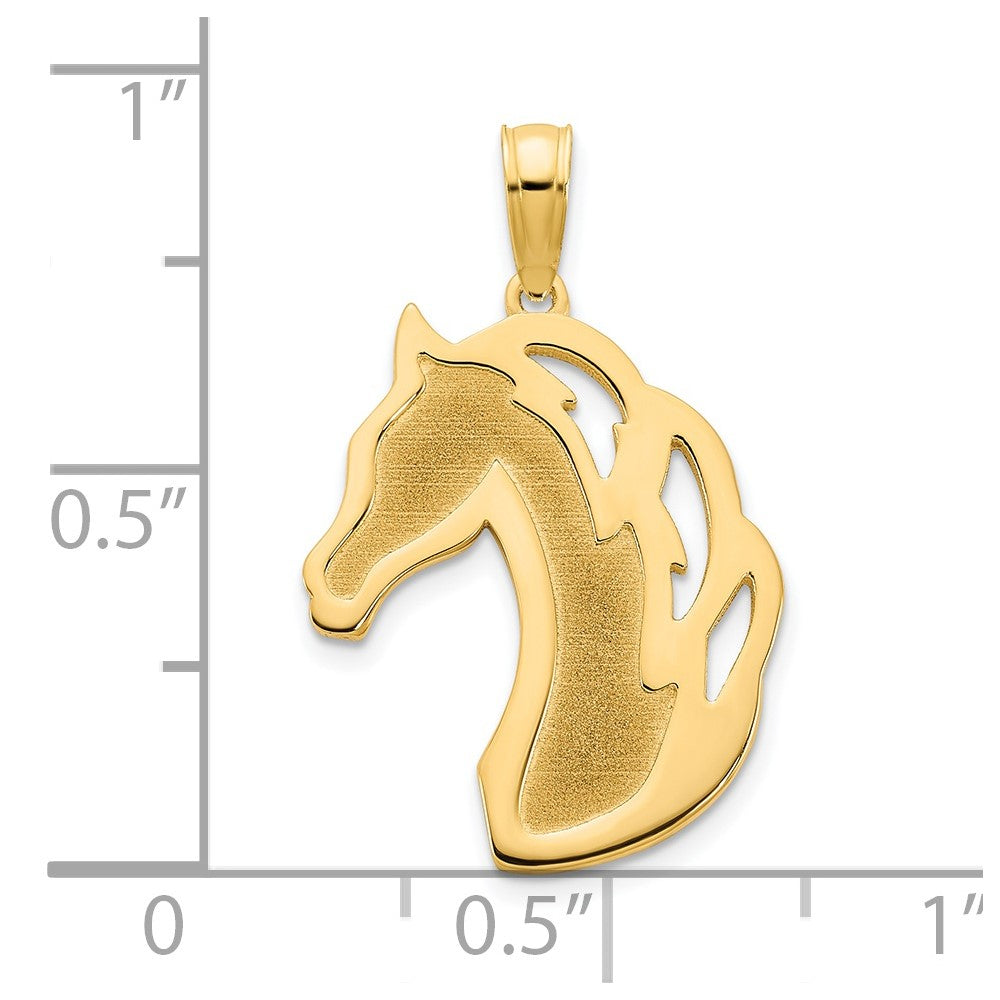 14k Sandblasted Horse Head Charm