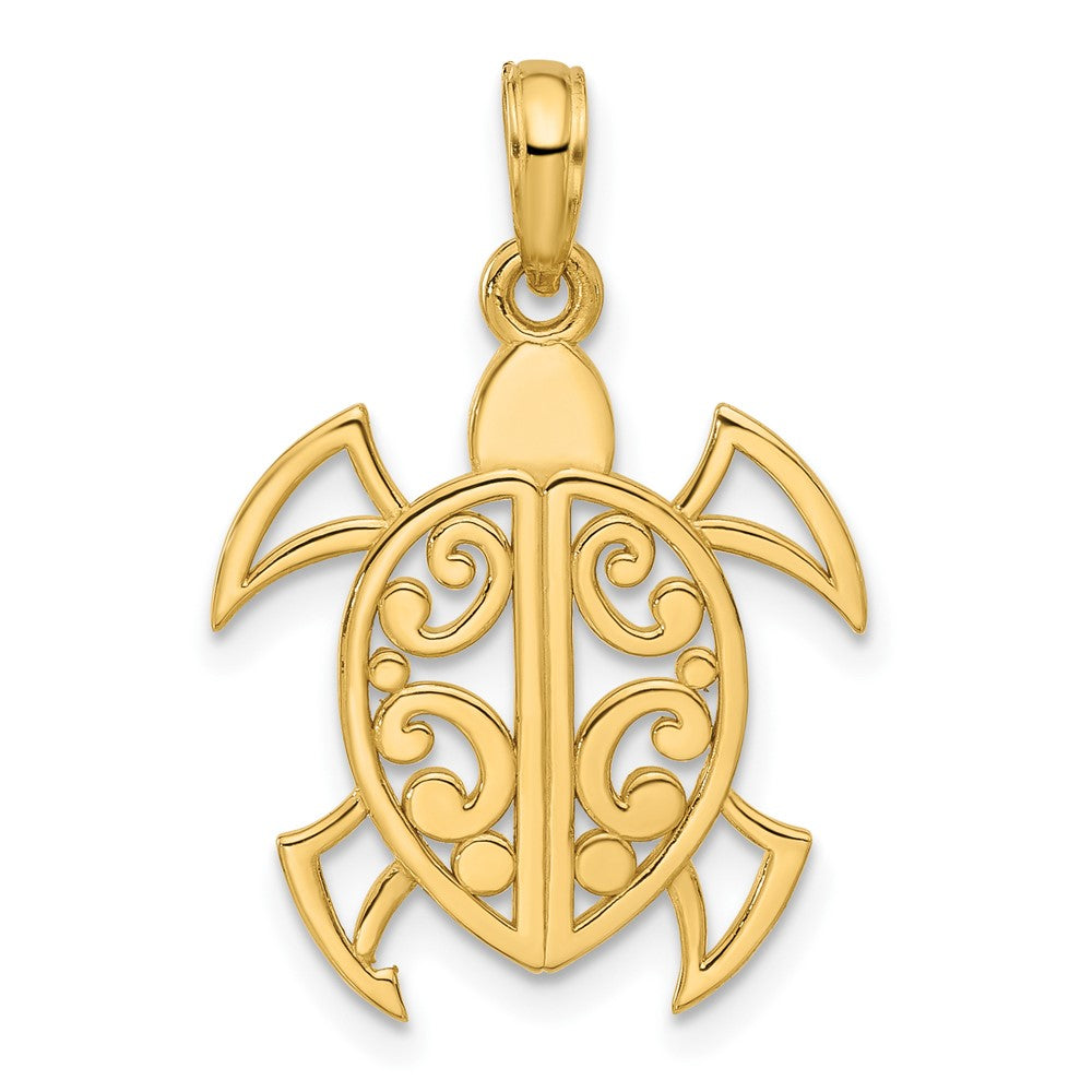 14k Fancy Abstract Turtle Pendant
