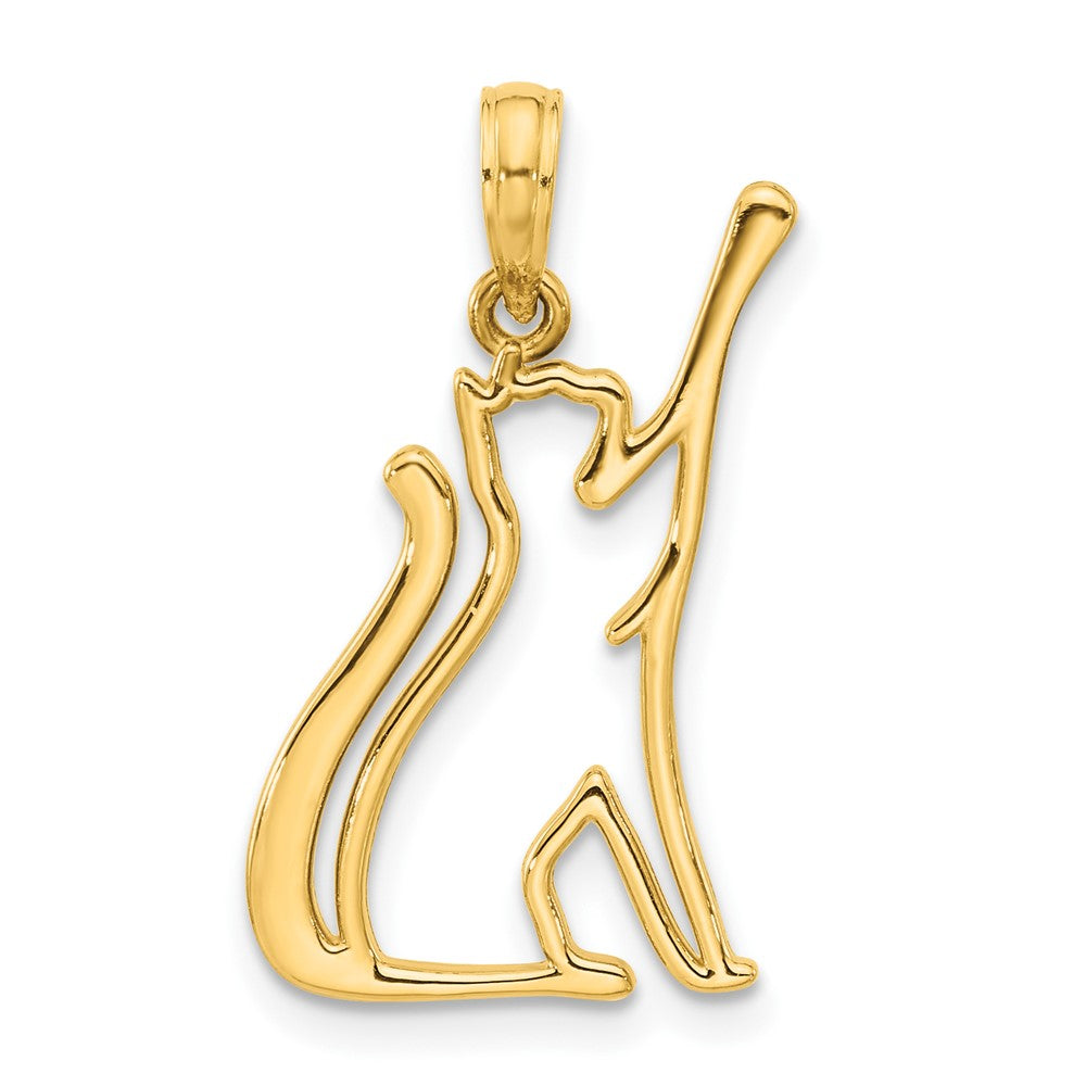 14k Polished Cat Reaching Pendant