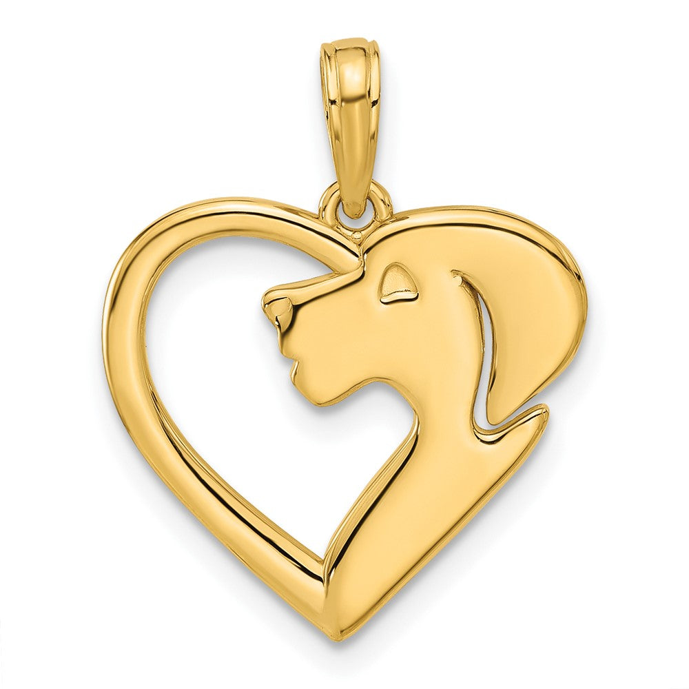 14K Polished Heart with Dog Charm