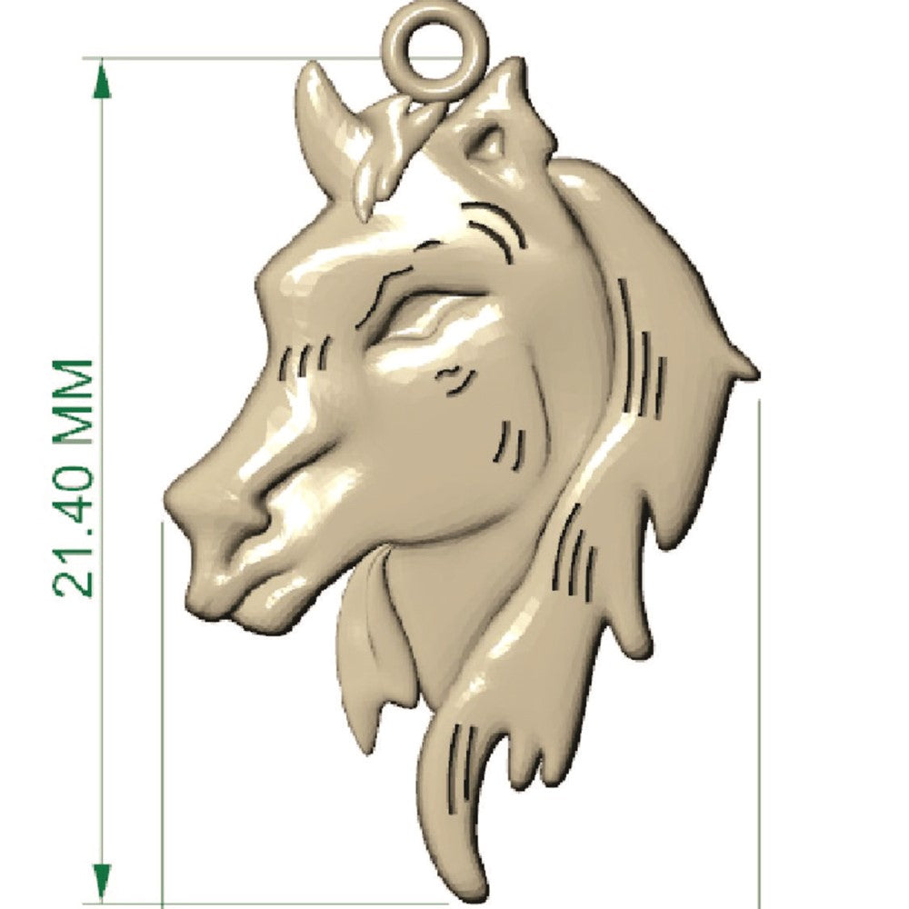 14k Fancy Horse Head Charm