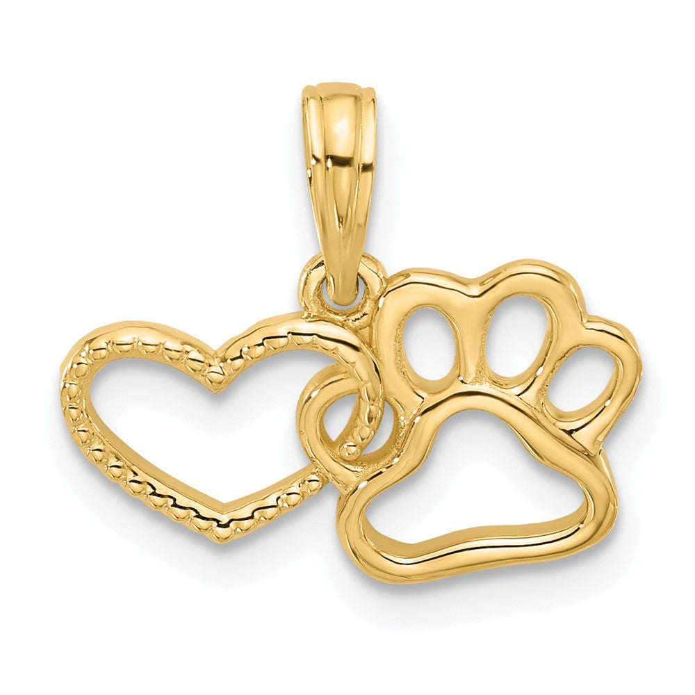 14K Polished Fancy Heart and Paw Charm