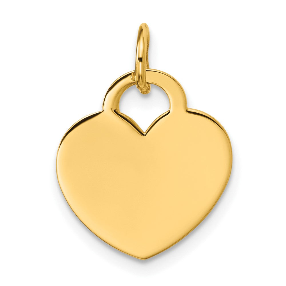 14K Polished Engravable Heart Disc Pendant