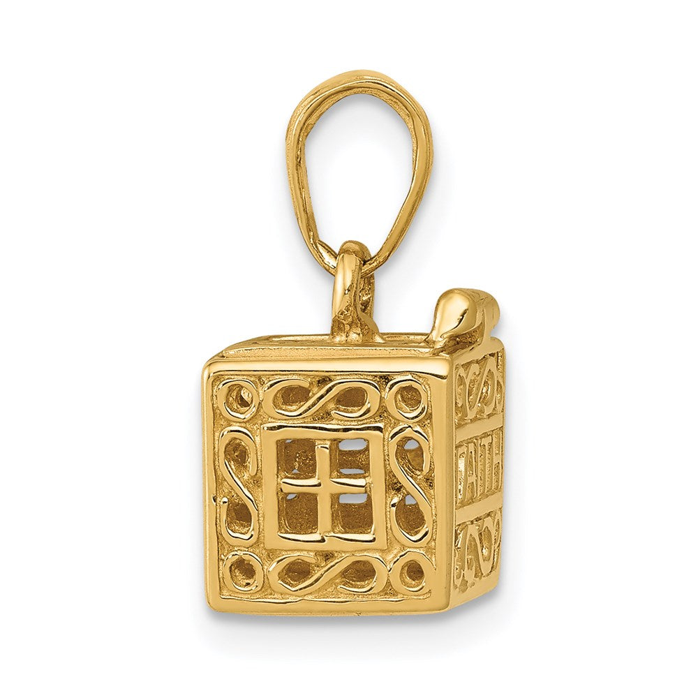 14K 3D Faith and Hope Prayer Box Charm