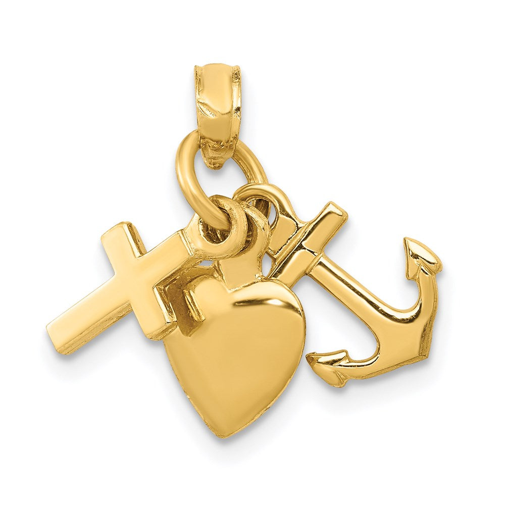 14K 3D Faith, Hope and Charity Charm