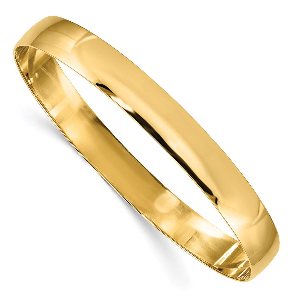 14k Solid Polished Half-Round Slip-On Bangle