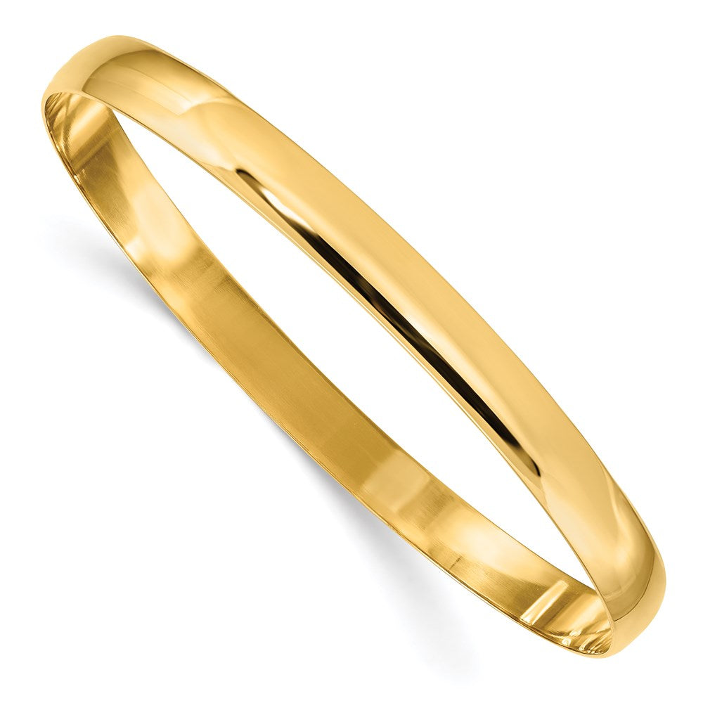 14k 6mm Solid Polished Half-Round Slip-On Bangle