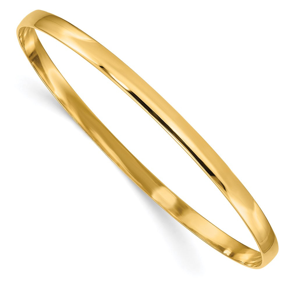 14k 4mm Solid Polished Half-Round Slip-On Bangle