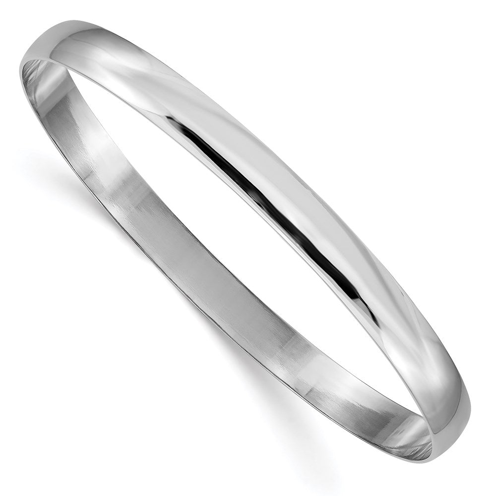 14k White Gold Solid Polished Half-Round Slip-On Round Bangle Bracelet
