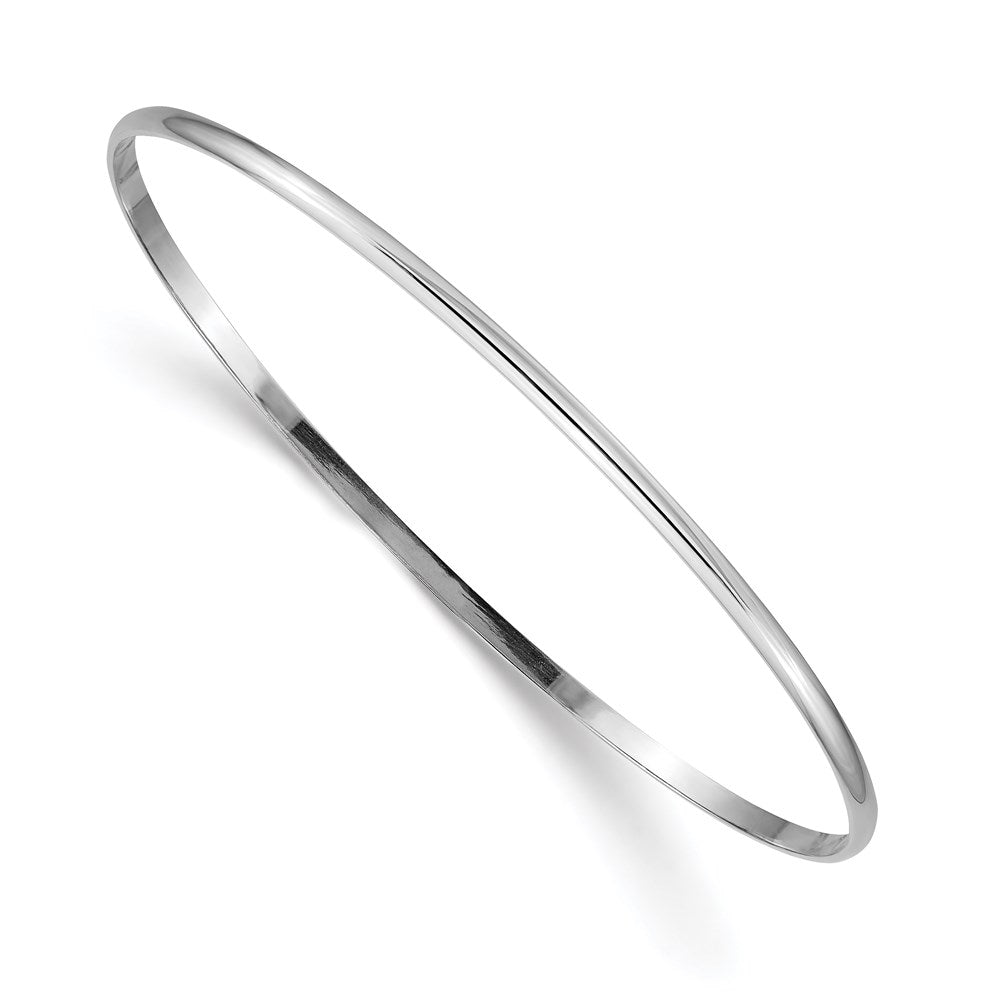 14k White Gold Solid Polished Half-Round Slip-On Bangle