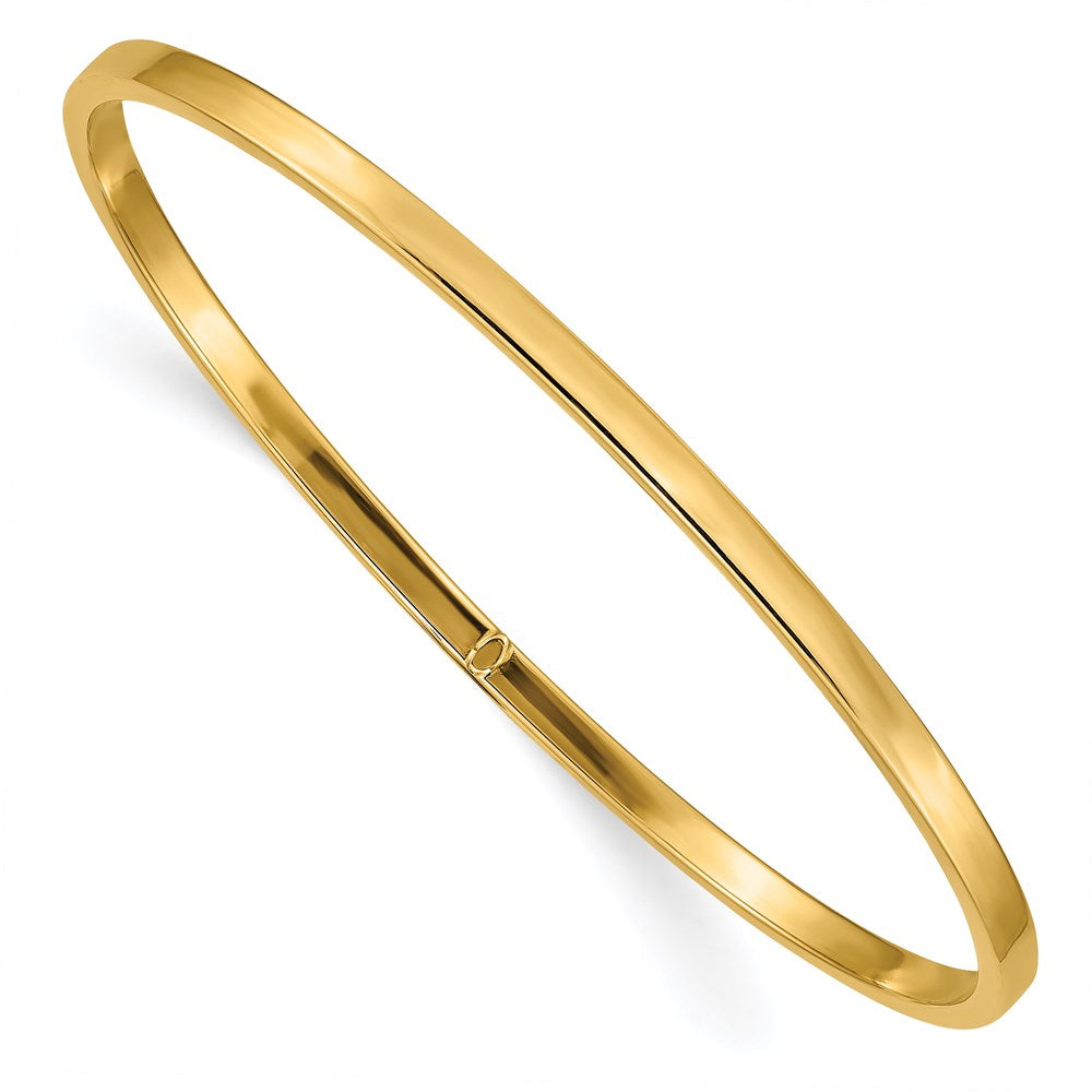 14k Polished Square Tube Slip-on Round Bangle Bracelet
