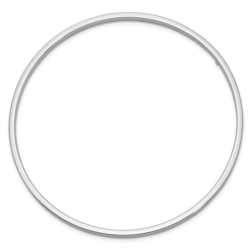 14k White Gold Polished Square Tube Slip-on Round Bangle Bracelet