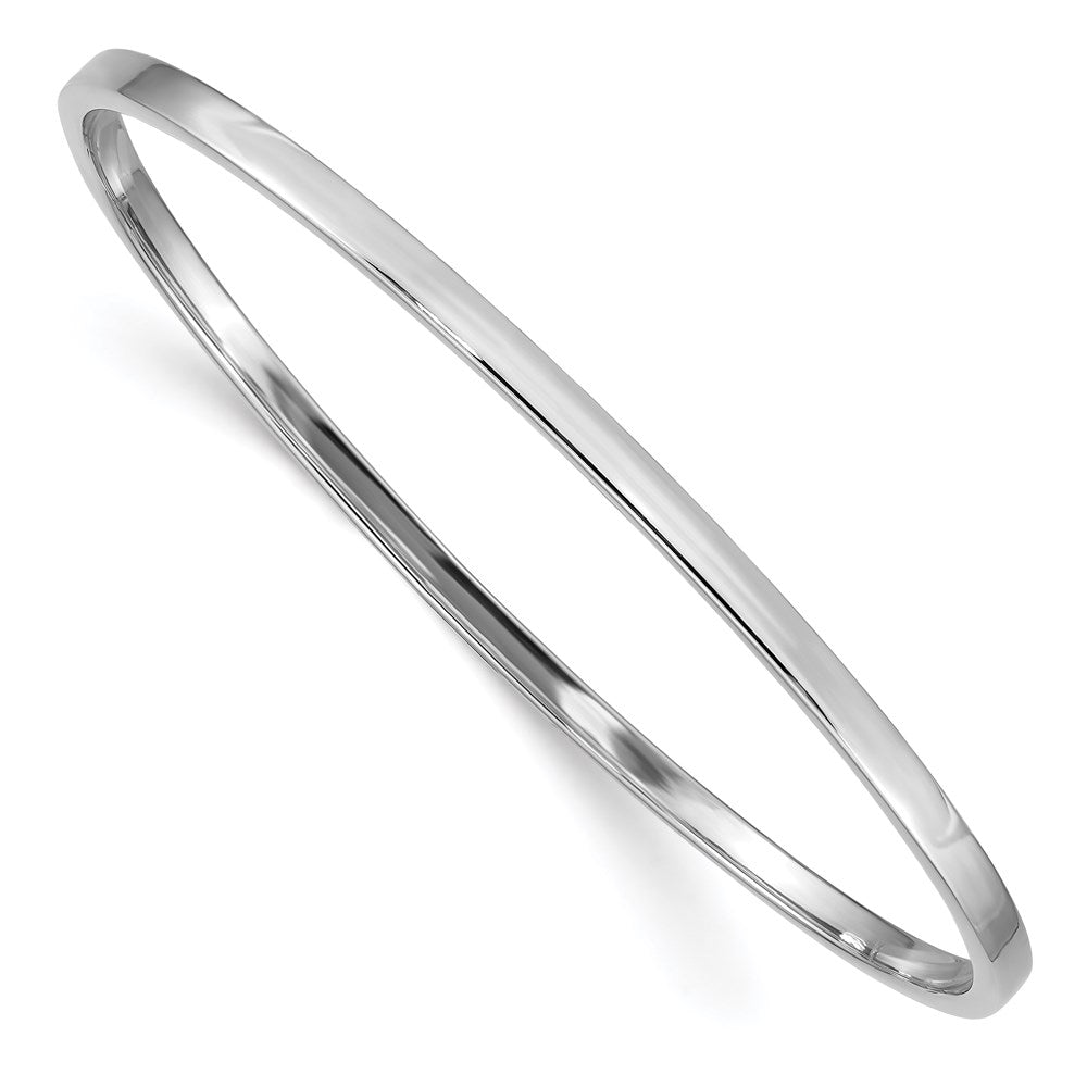 14k White Gold Polished Square Tube Slip-on Round Bangle Bracelet