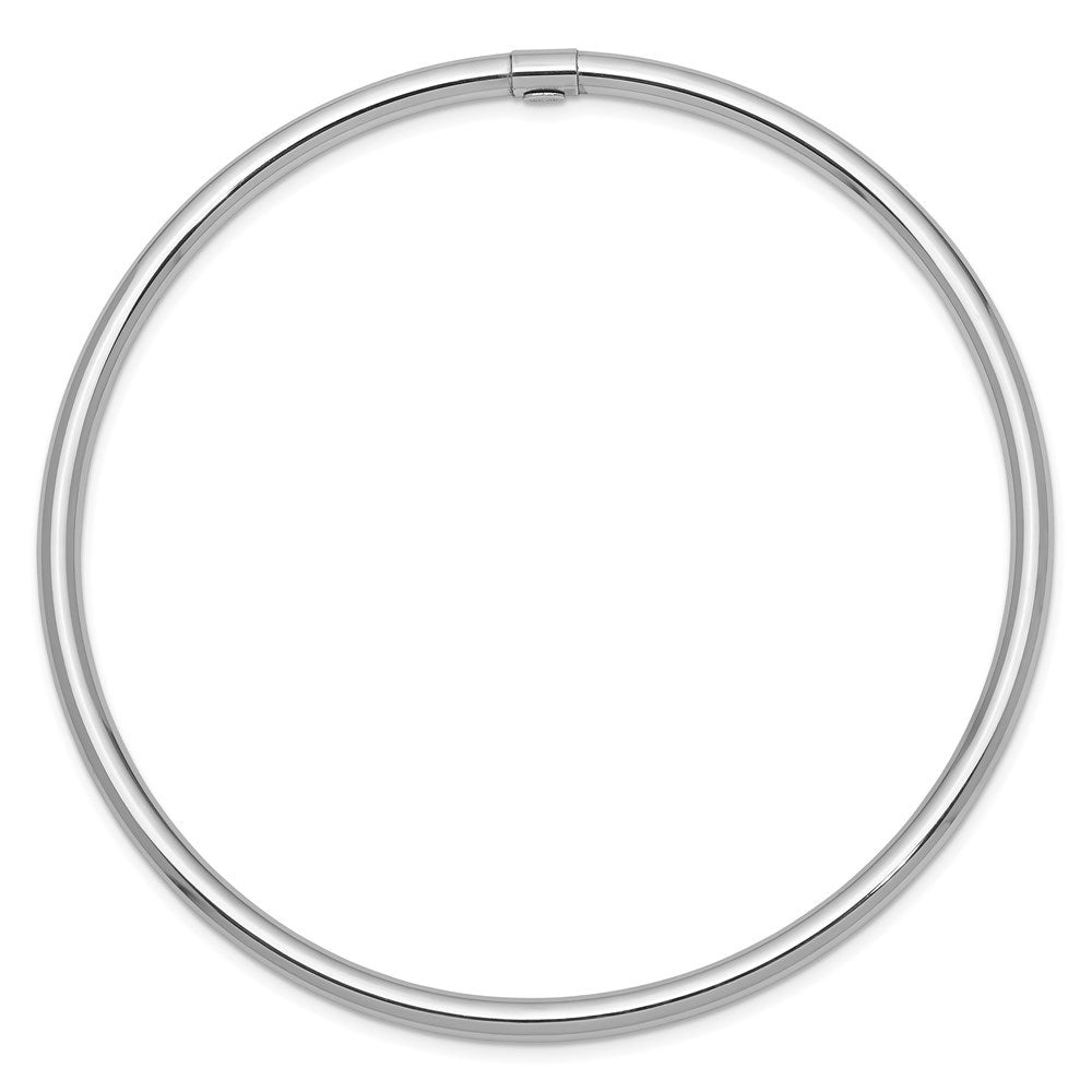 14k White Gold Polished Round Tube Slip-on Bangle