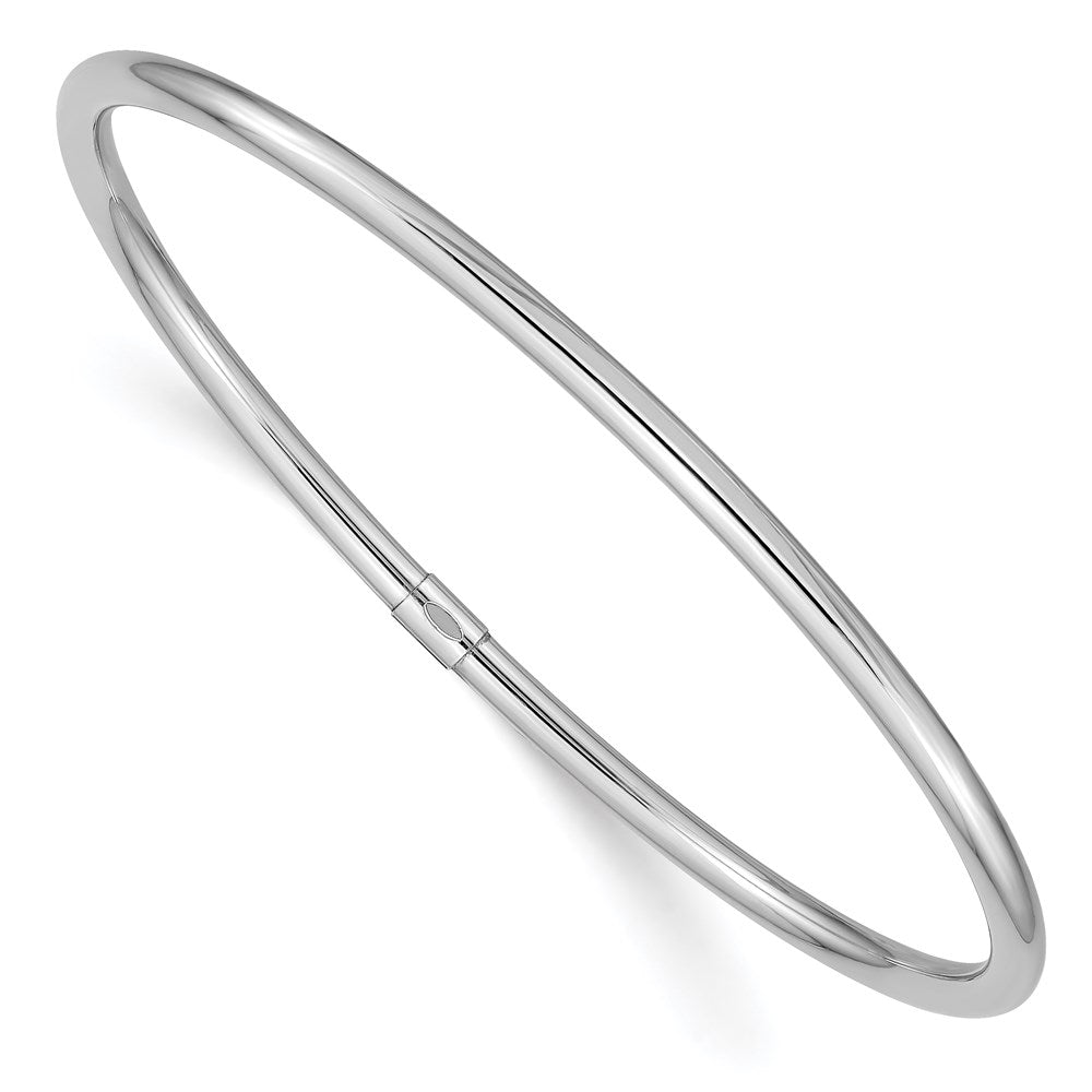 14k White Gold Polished Round Tube Slip-on Bangle