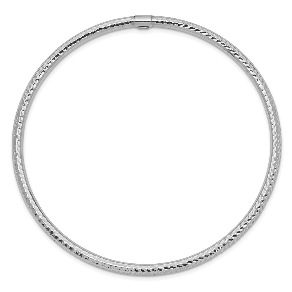 14k White Gold Diamond-cut Slip-on Bangle